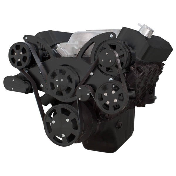 GM BB Standard and Tall Deck Compatible Front Accessory Drive - Full Serpentine with Alternator | AC | Power Steering | Water Pump | Brackets and Bolts