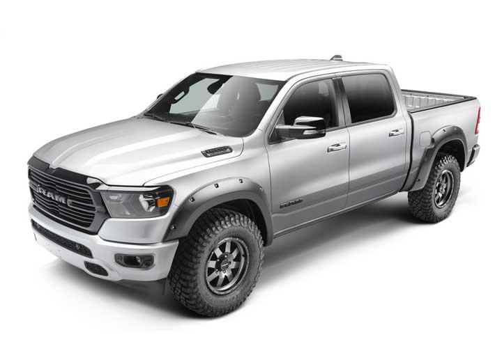 Bushwacker Fenders 4pc 10-17 RAM 2500/3500 76.3IN/98.3IN BED/DUALLY COMPATIBLE FF MAX POCKET STYLE 4PC Fender Flare Location: Far From Stock - Meyer Distributing