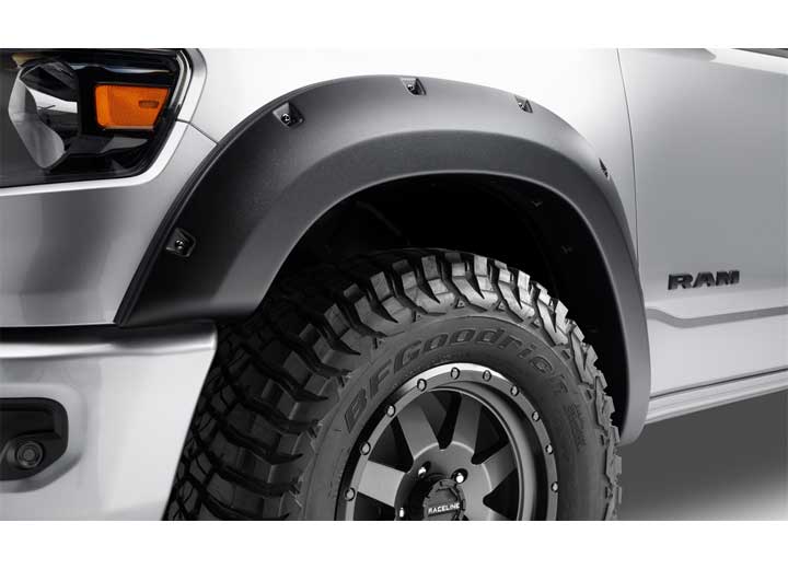 Bushwacker Fenders 4pc 10-17 RAM 2500/3500 76.3IN/98.3IN BED/DUALLY COMPATIBLE FF MAX POCKET STYLE 4PC Fender Flare Location: Far From Stock - Meyer Distributing
