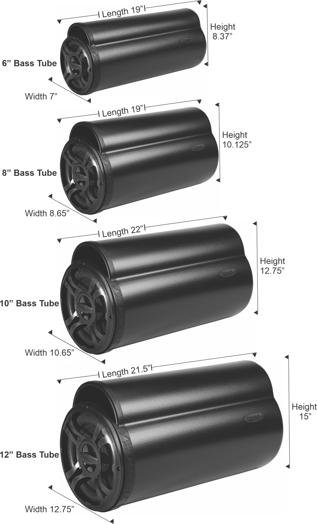BT Series 6" Amplified Bass Tubes Bazooka
