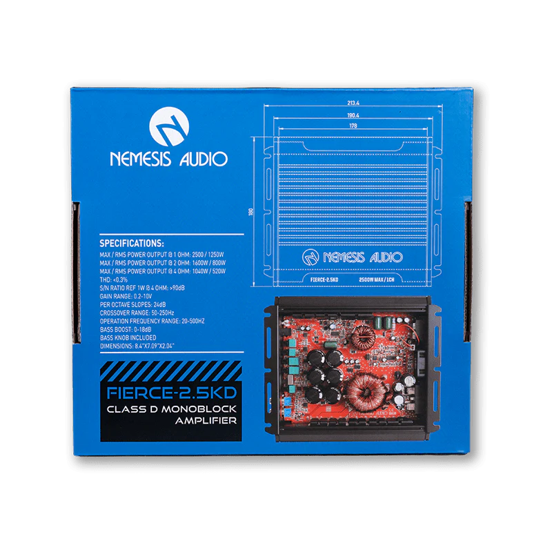 Nemesis Audio FIERCE-2.5KD 1250W RMS Monoblock Amplifier