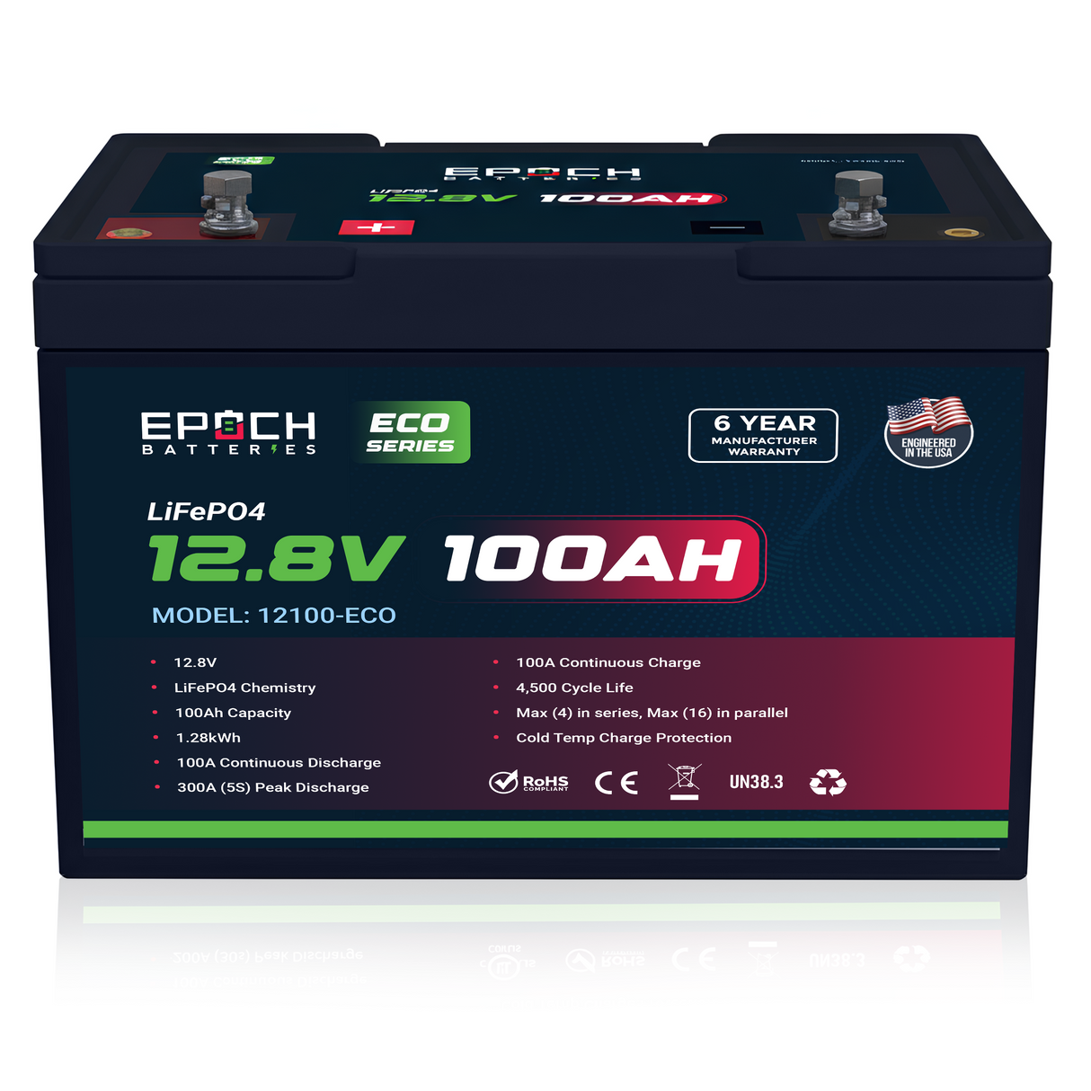 Epoch Batteries 12V 100Ah Eco LiFePO4 Battery