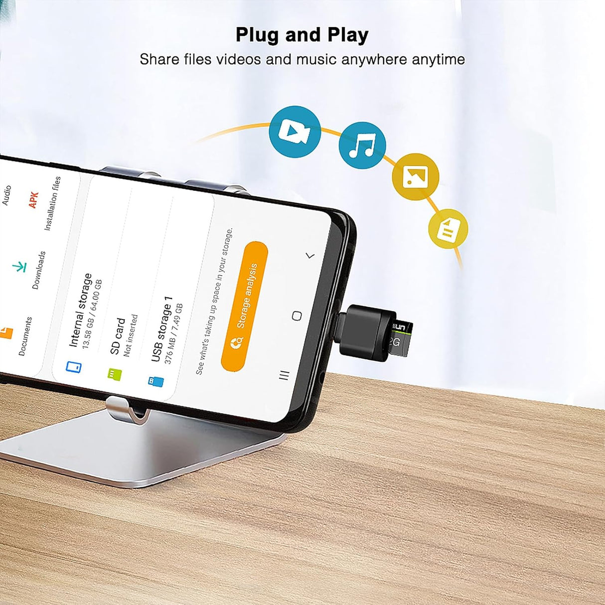 Leizhan USB-C Micro SD Card Reader with Keychain (Black) Leizhan