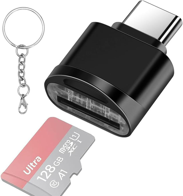 Leizhan USB-C Micro SD Card Reader with Keychain (Black) Leizhan