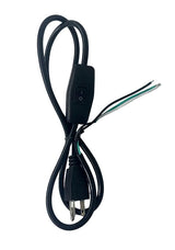 4FT Power Cord with Inline Switch – Green/White/Black Wire Ends TekShack