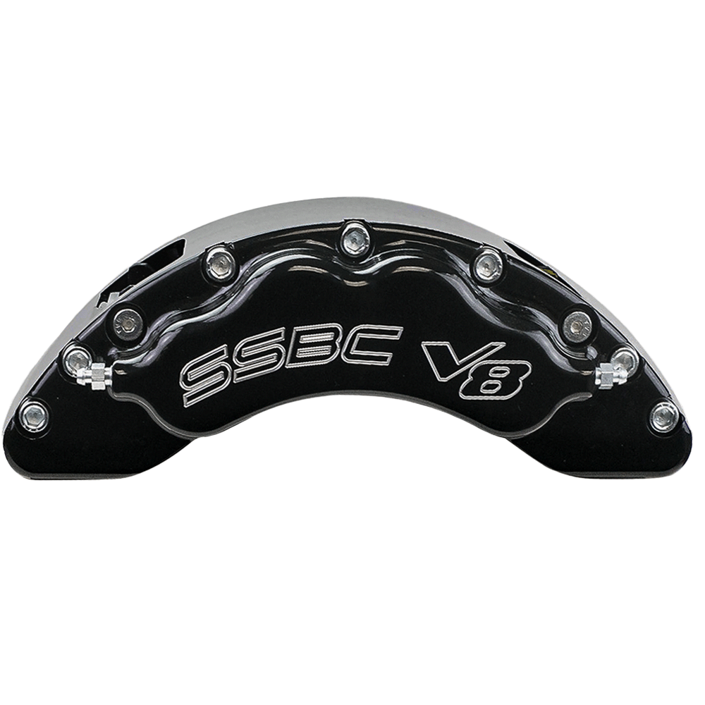 American Made V8-Barbarian 8-Piston Front Caliper Assembly W/Pads. Black CPA-22143B