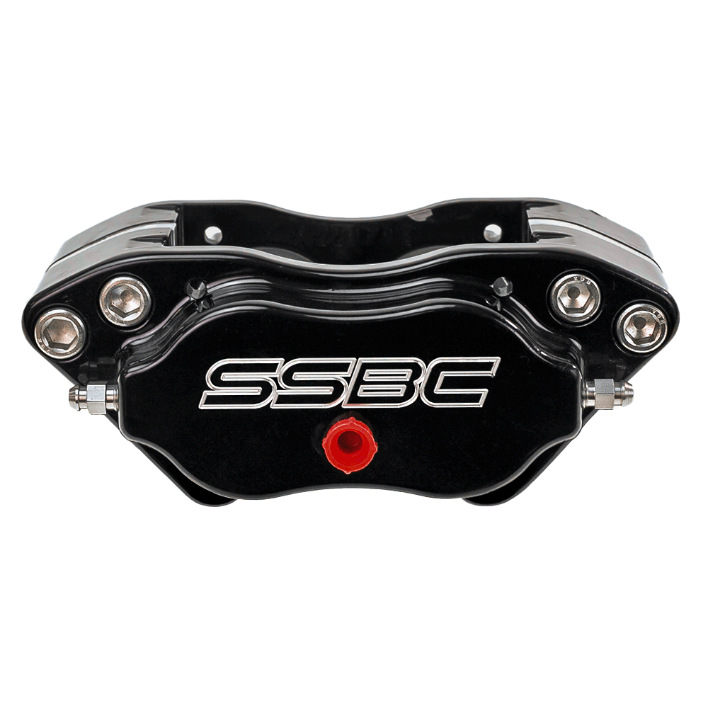 American Made Comp S 4-Piston Billet Aluminum Quick Change Direct Fit Front Caliper Assembly. Black CPA-22171-2B
