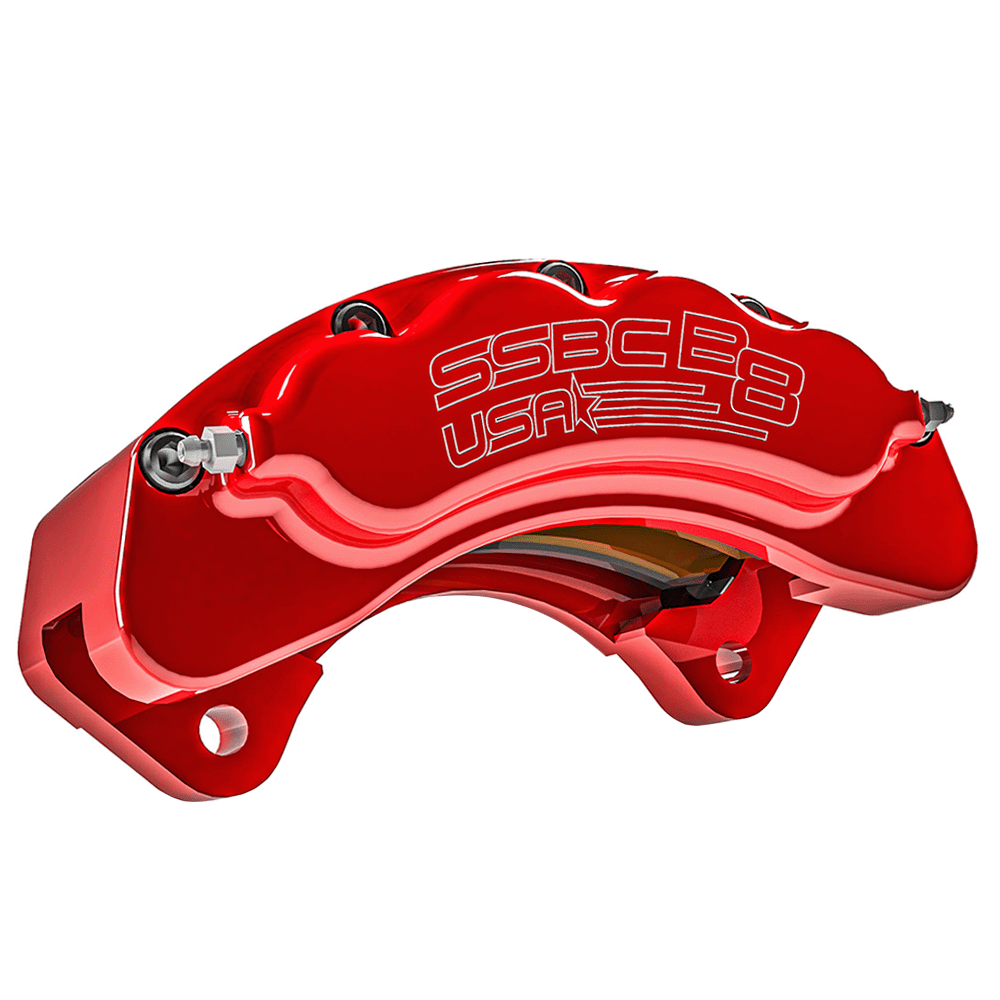 American Made B8-Brawler 8-Piston Front Caliper Assembly W/Pads. Red CPA-22403R