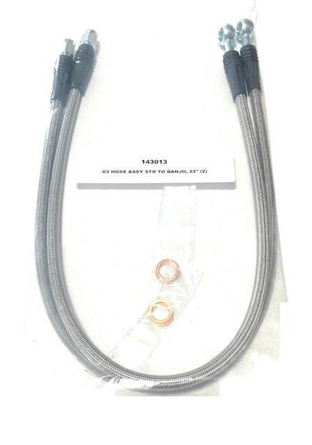 New Brake Flex Hose 10mm Banjo, #3 AN, 22" O.A.L. 143013