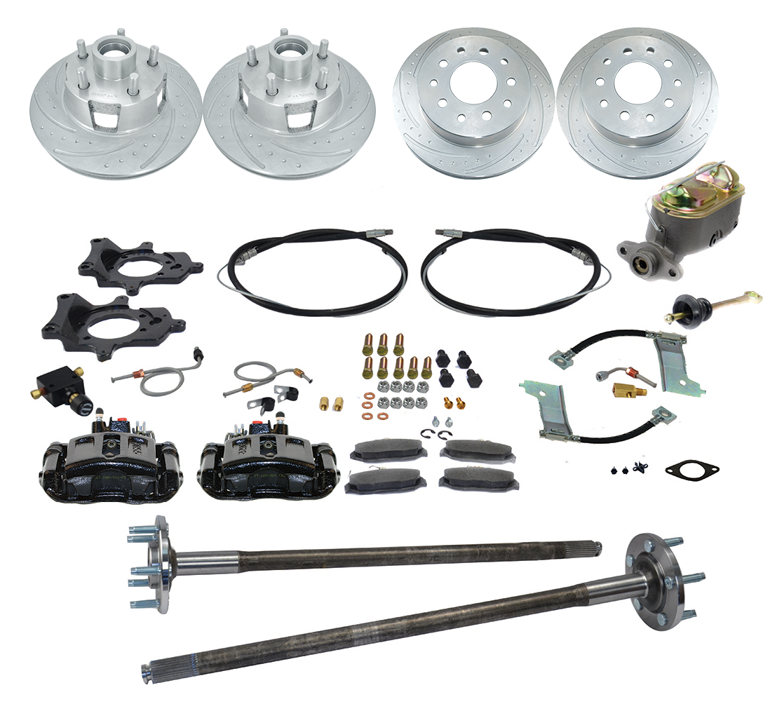 New Direct Fit 4 Wheel Drum to Disc Brake Conversion Kit W/DS Rotors (5 Lug). Black A112-93XBK-DS