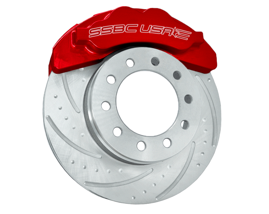 American Made B8 Beast 8-Piston Direct Fit Billet Aluminum Front Disc Brake Kit W/DS Rotors. Red A424-20R-DS
