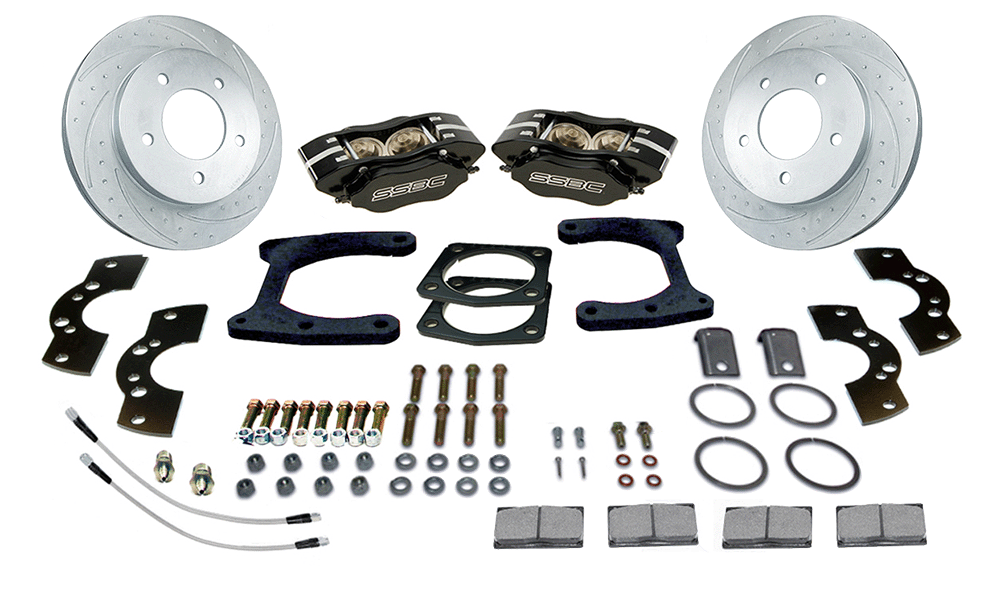 American Made Comp S 4-Piston Billet Aluminum Rear Disc Brake Kit W/DS Rotors. Black W110-21BK