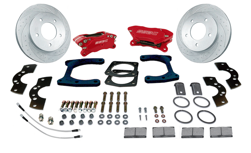 American Made Comp S 4-Piston Billet Aluminum Rear Disc Brake Kit W/DS Rotors. Red W111-37R