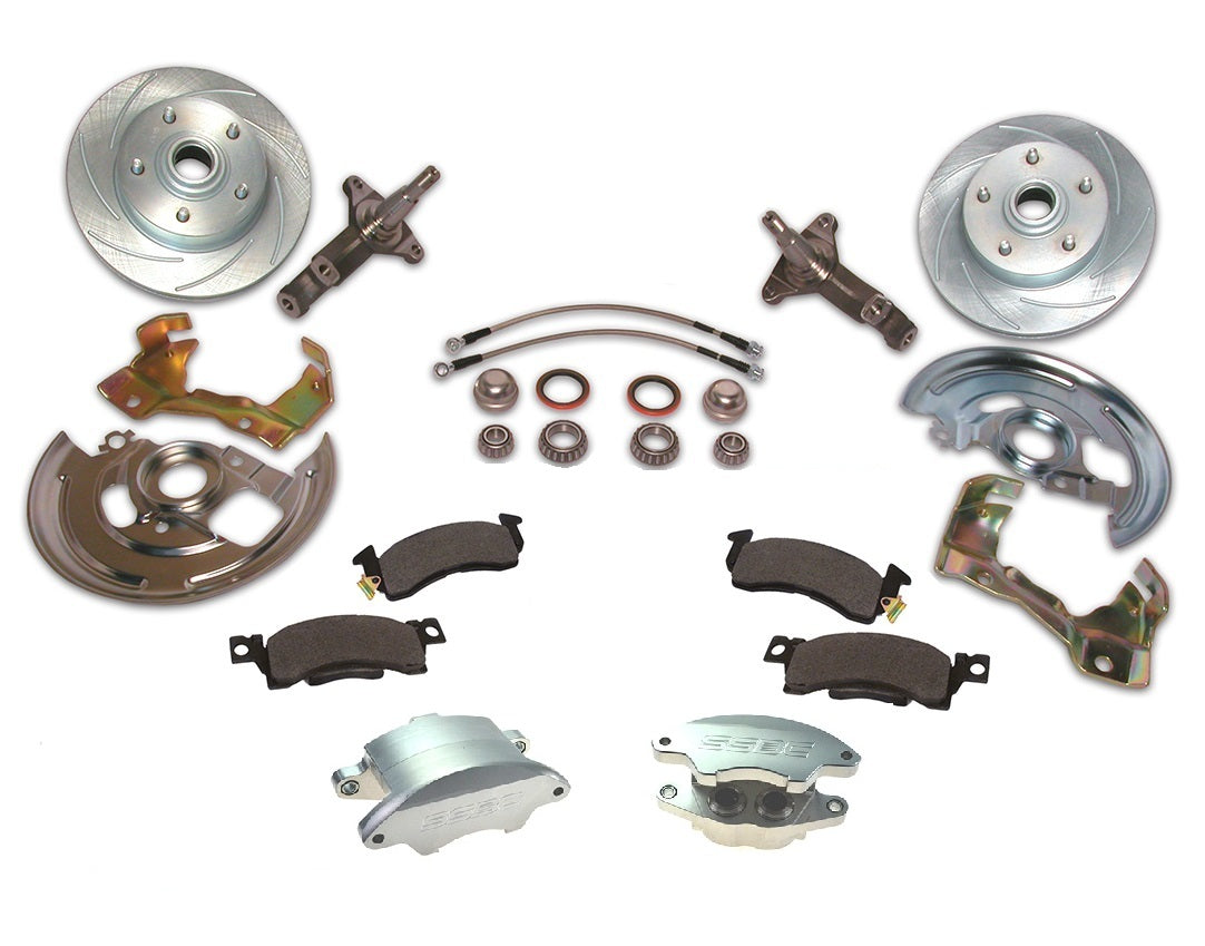 American Made Super Twin HD 2-Piston Billet Aluminum  Front Drum to Disc Brake Conversion Kit W/Rotors. Clear W123-A