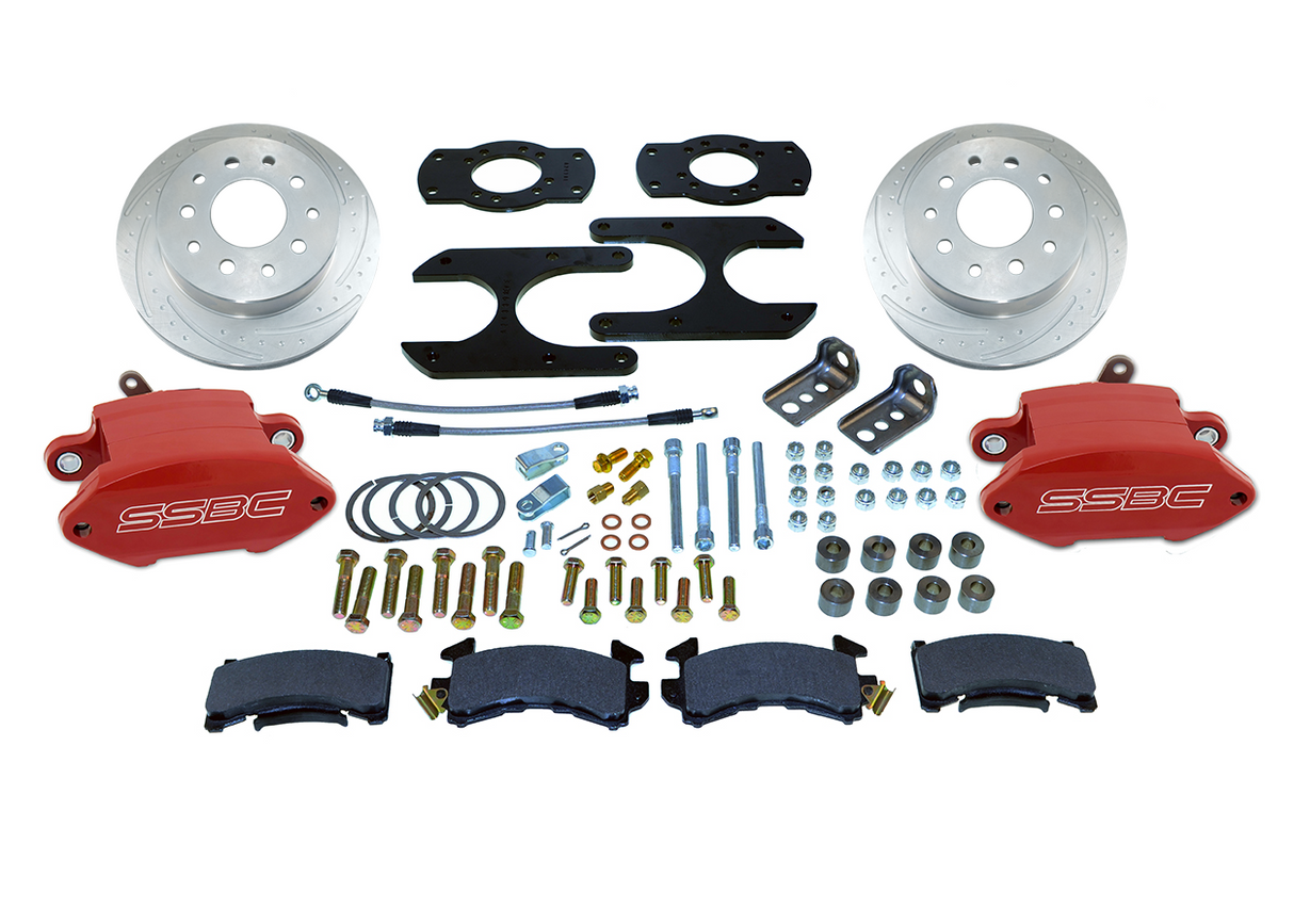 American Made Sport R1 Billet Aluminum Rear Drum to Disc Conversion Brake Kit W/Rotors. Red W125-27R
