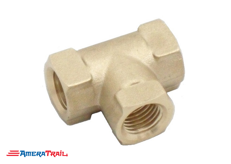 T Shaped 3/16" Female Brass Fitting - Compatible w/ Most Boat Trailer Brakes
