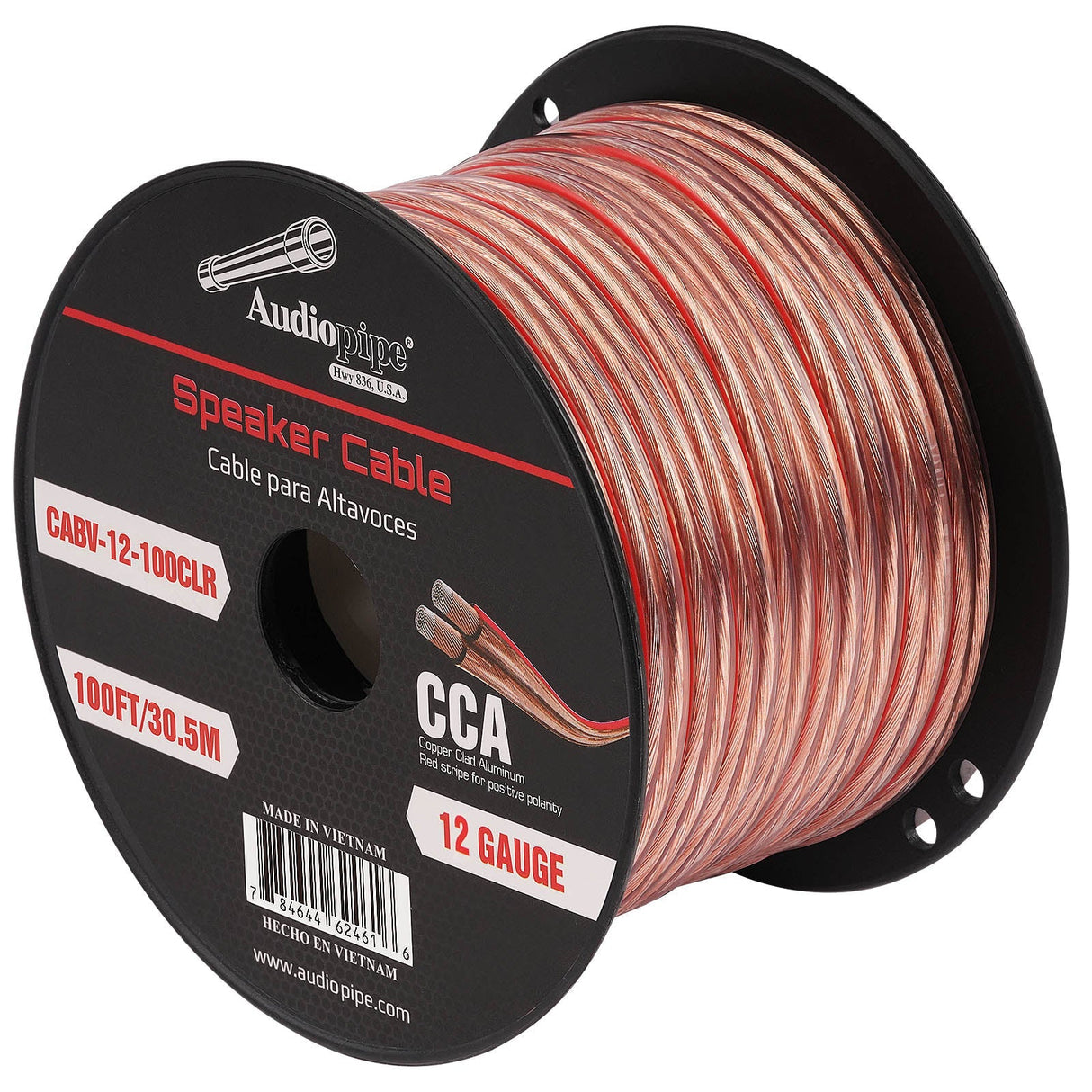 100FT 12AWG Speaker Cable (CABV-12-100CLR) Audiopipe