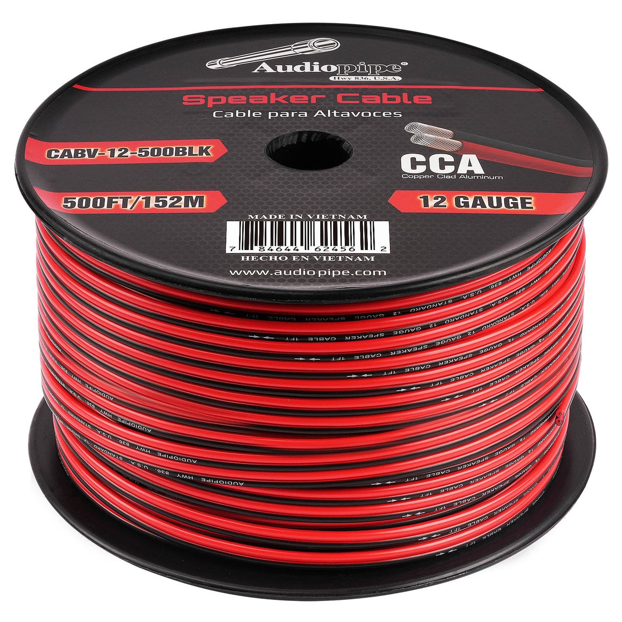 500FT 12AWG Speaker Cable (CABV-12-500BLK) Audiopipe