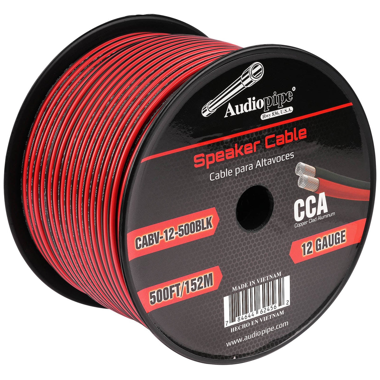 500FT 12AWG Speaker Cable (CABV-12-500BLK) Audiopipe