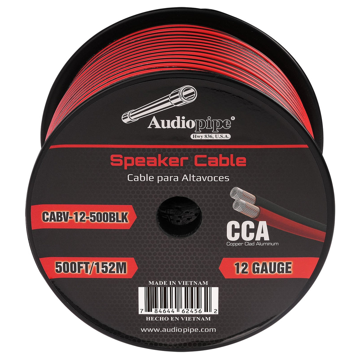 500FT 12AWG Speaker Cable (CABV-12-500BLK) Audiopipe