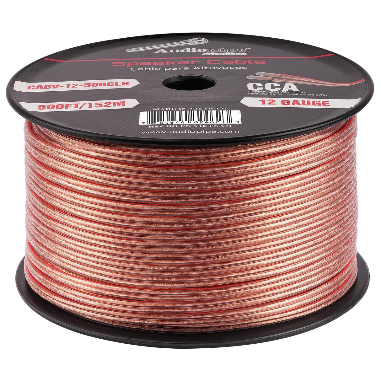 500FT 12AWG Speaker Cable (CABV-12-500CLR) Audiopipe
