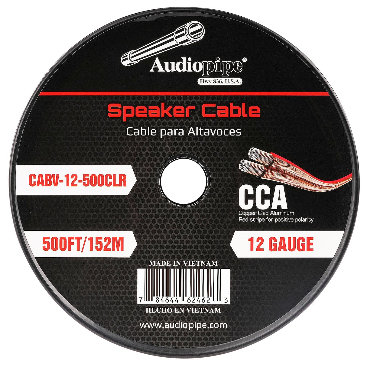 500FT 12AWG Speaker Cable (CABV-12-500CLR) Audiopipe