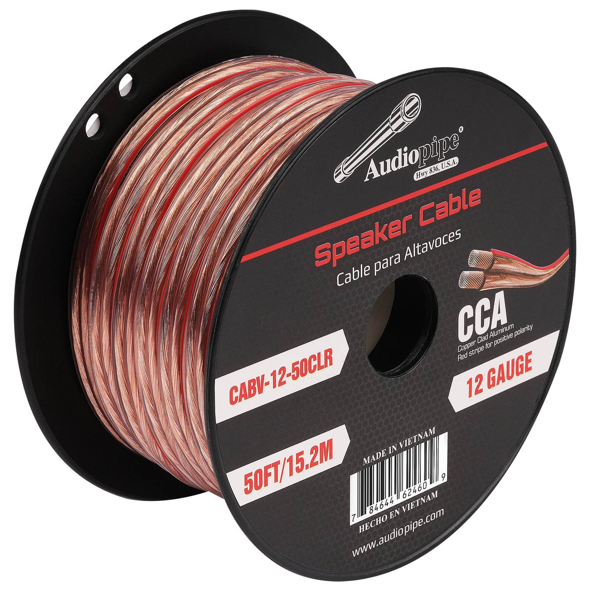 50FT 12AWG Speaker Cable (CABV-12-50CLR) Audiopipe