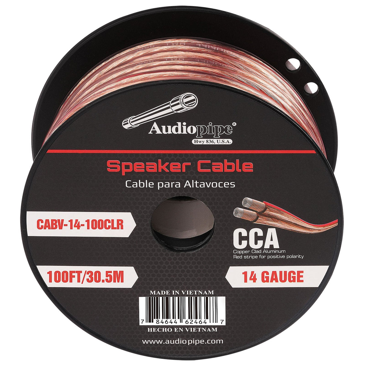 100FT 14AWG Speaker Cable (CABV-14-100CLR) Audiopipe