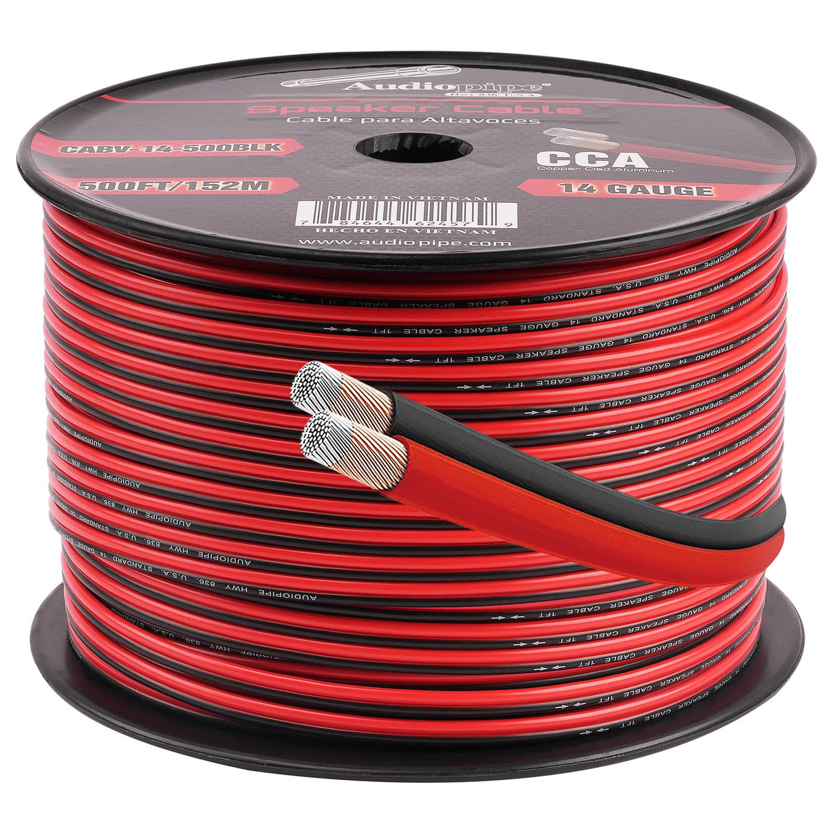 500FT 14AWG Speaker Cable (CABV-14-500BLK) Audiopipe