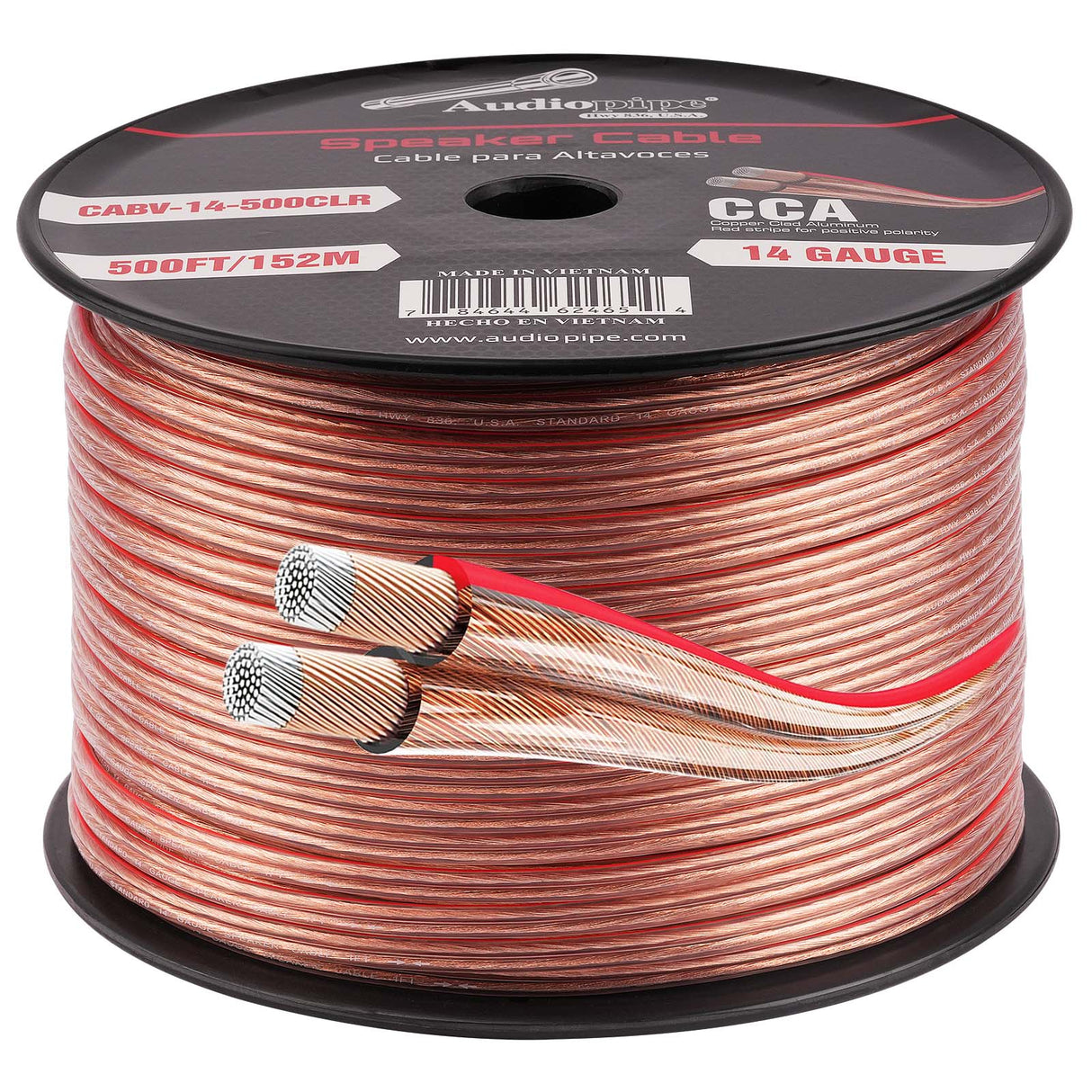 500FT 14AWG Speaker Cable (CABV-14-500CLR) Audiopipe