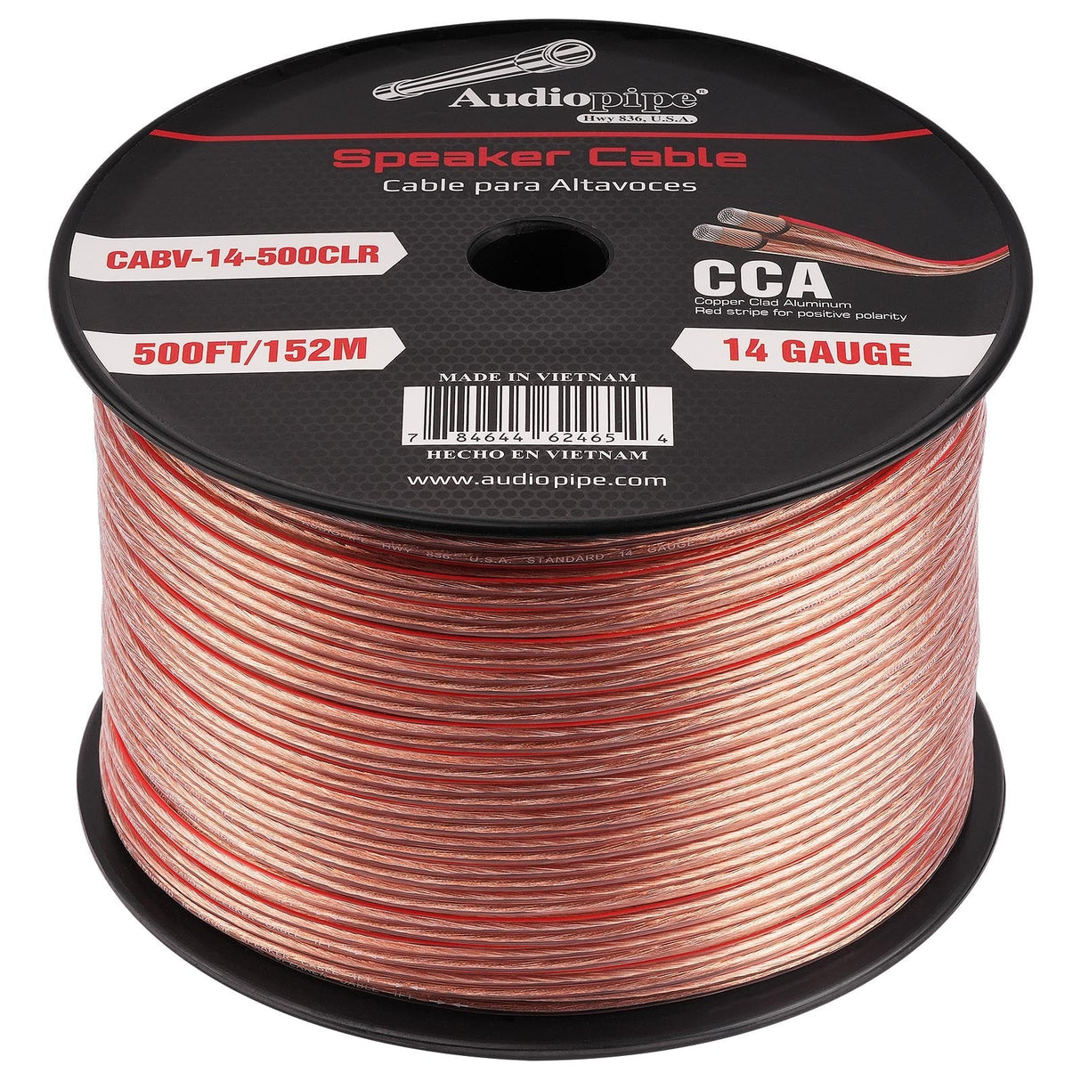 500FT 14AWG Speaker Cable (CABV-14-500CLR) Audiopipe