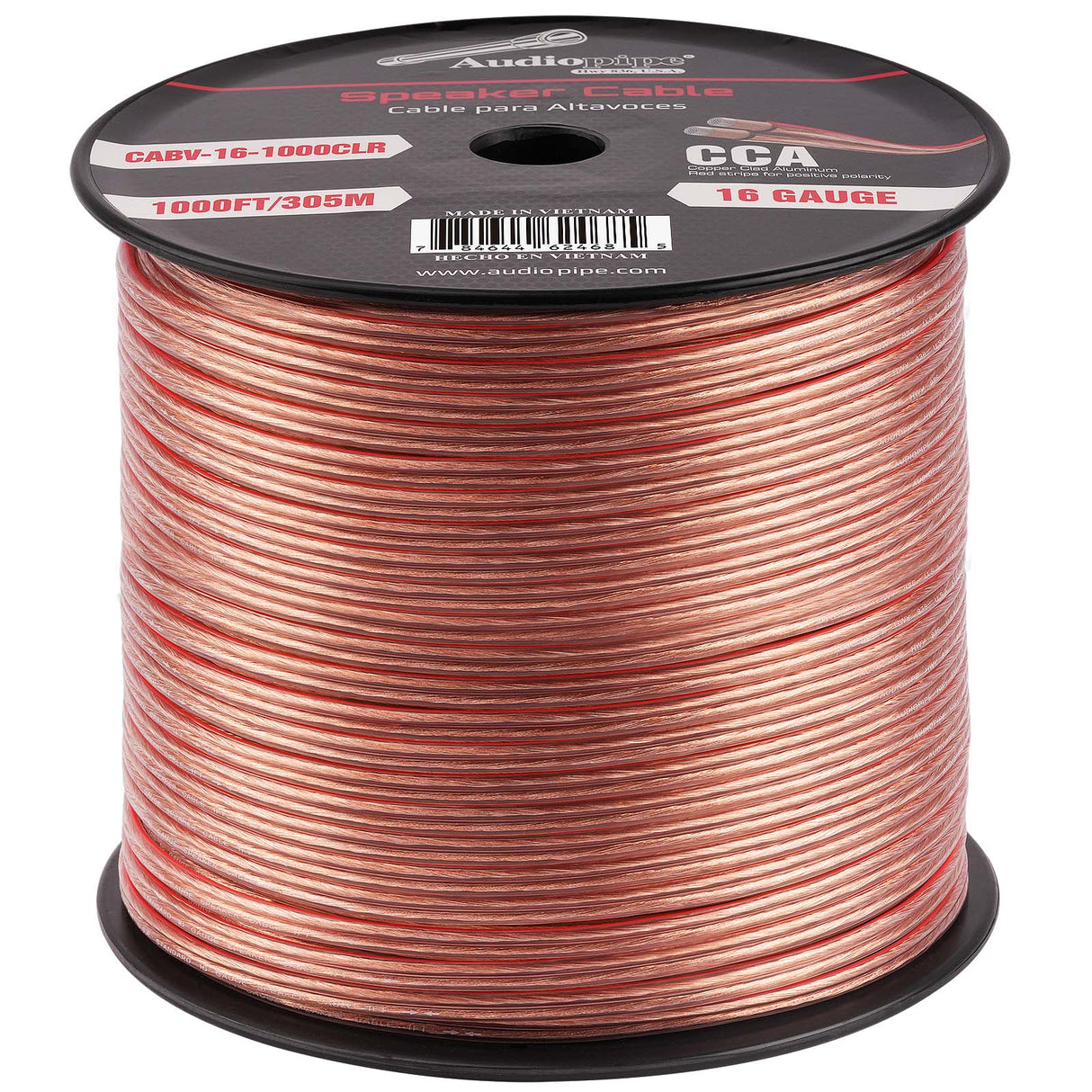 1000FT 16AWG Speaker Cable (CABV-16-1000CLR) Audiopipe