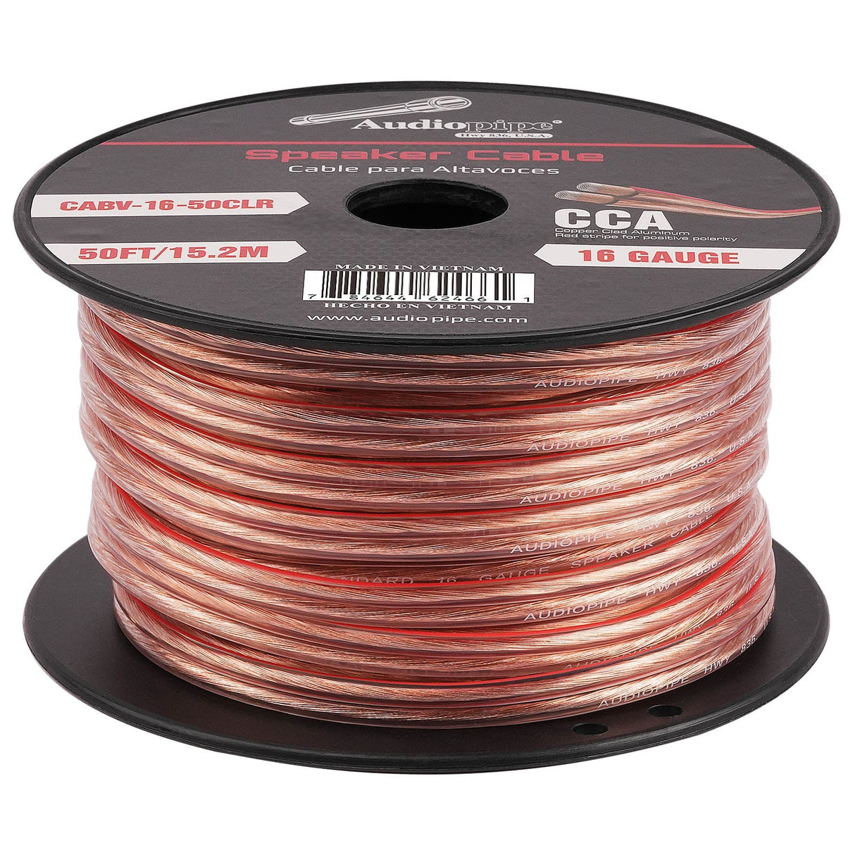50FT 16AWG Speaker Cable (CABV-16-50CLR) Audiopipe