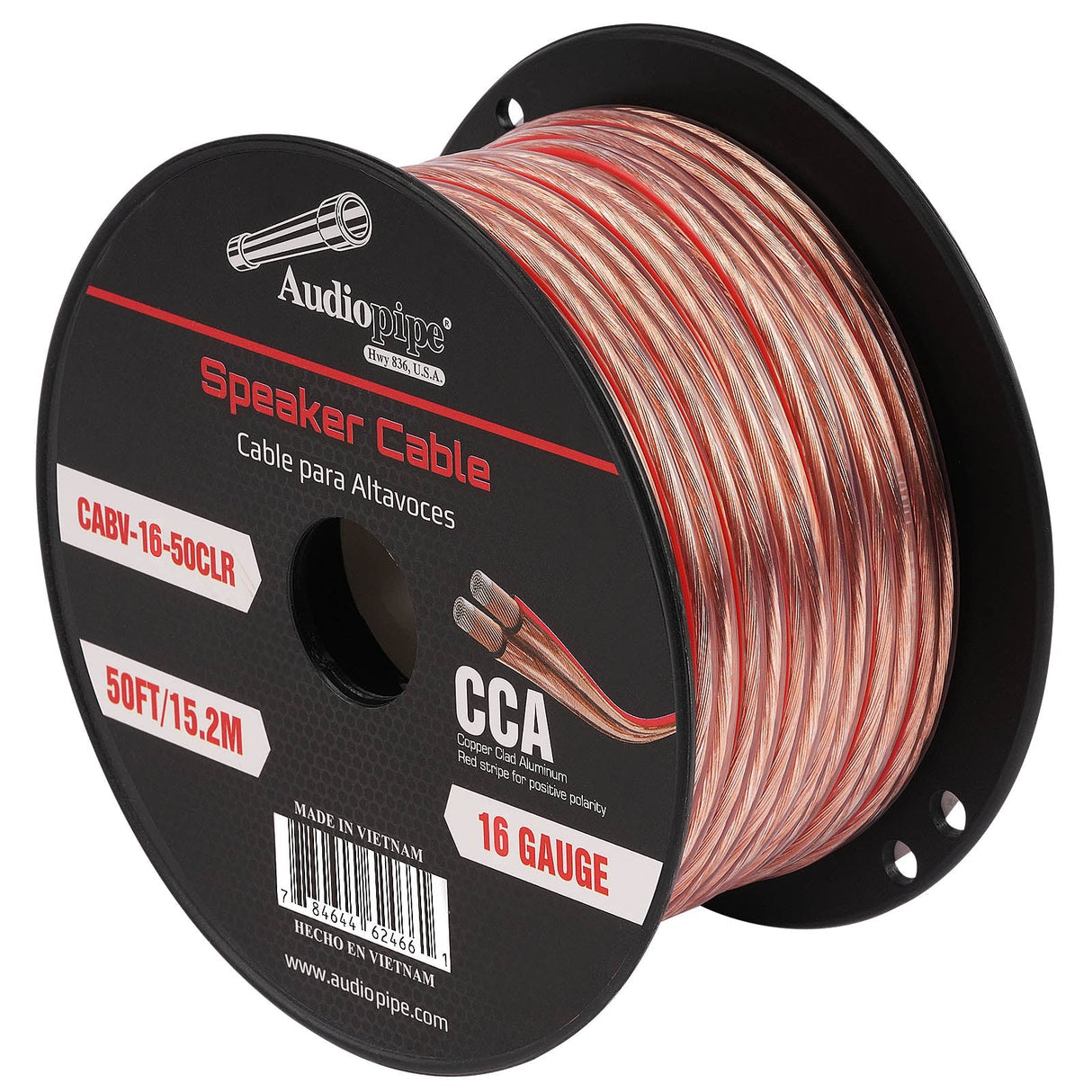 50FT 16AWG Speaker Cable (CABV-16-50CLR) Audiopipe