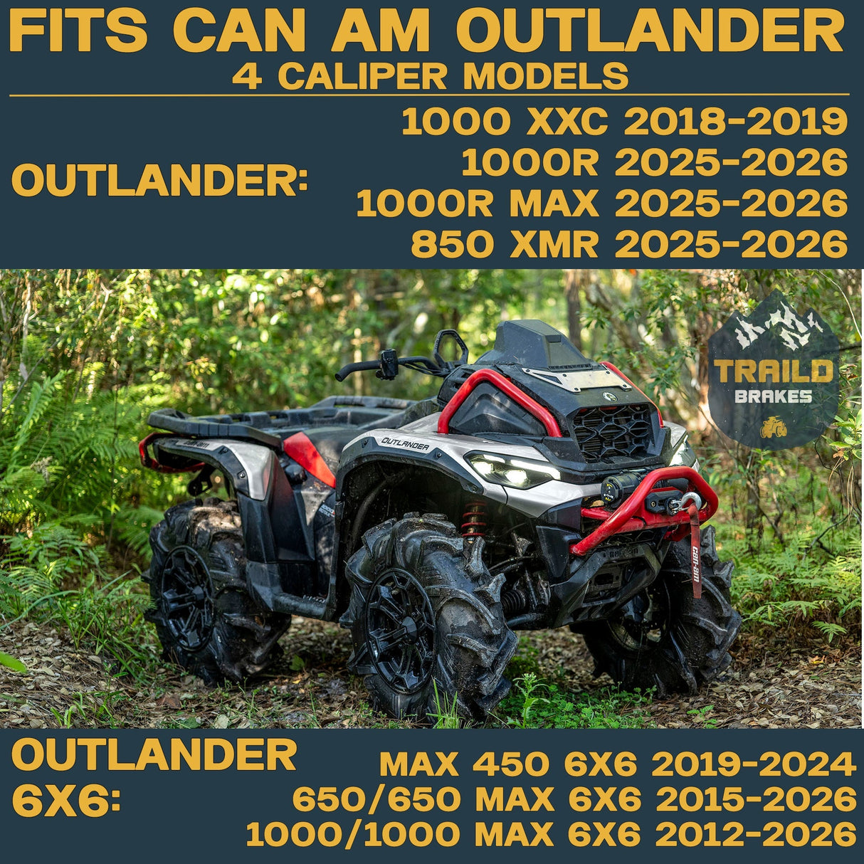 Can-Am Outlander 1000/850/650/450 6x6 2015-2026 4 Wheel Brass Brake Pad Set Traild