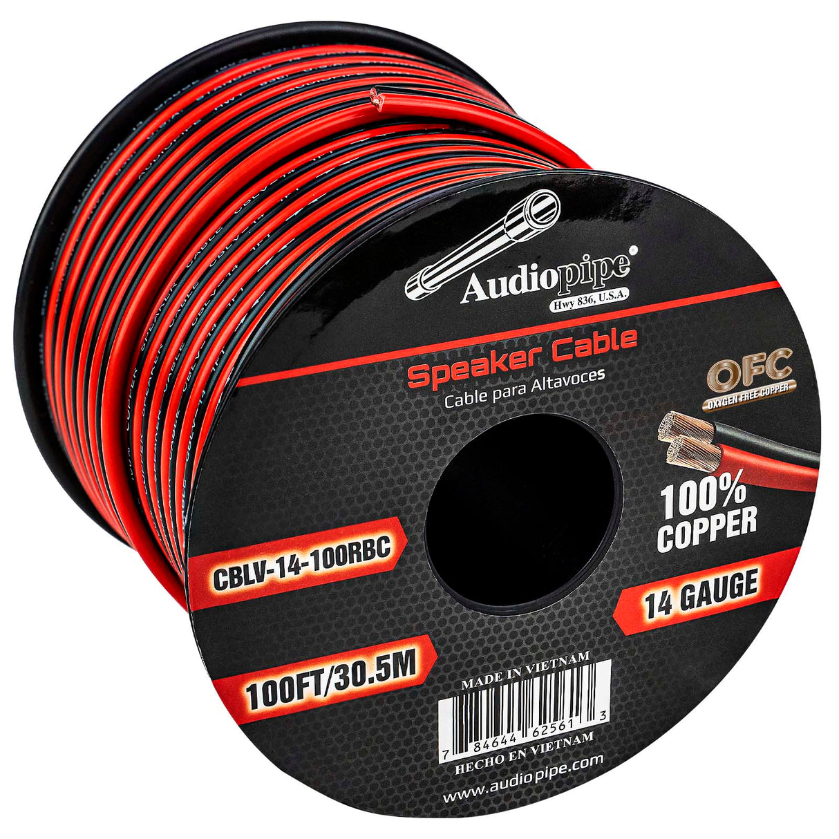 100FT 14AWG Speaker Cable (CBLV-14-100RBC) Audiopipe