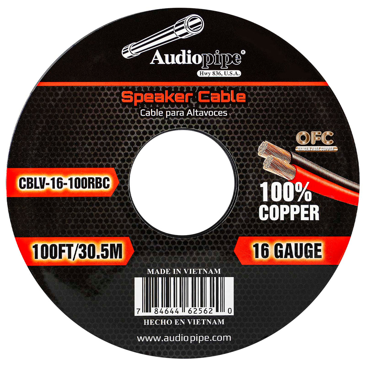 100FT 16AWG Speaker Cable (CBLV-16-100RBC) Audiopipe