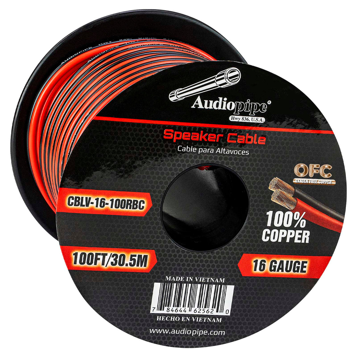 100FT 16AWG Speaker Cable (CBLV-16-100RBC) Audiopipe