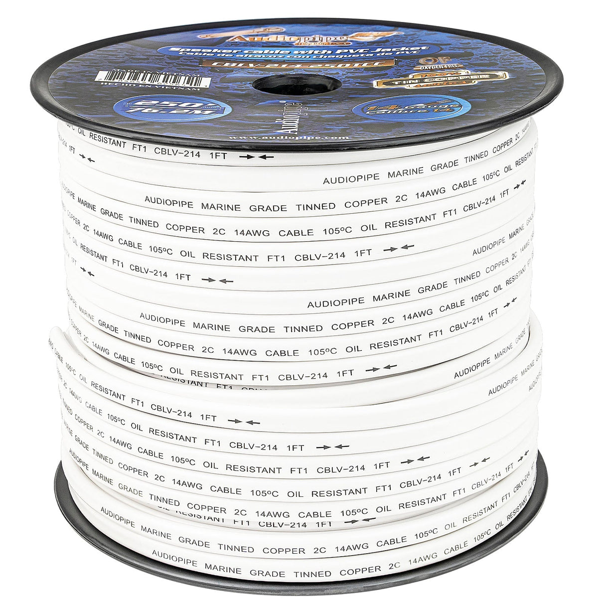 250FT 14AWG Speaker Cable with PVC Jacket (CBLV-214-250TCC) Audiopipe