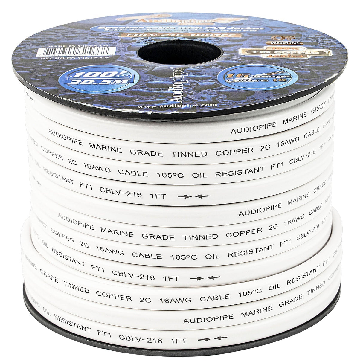 100FT 16AWG Speaker Cable with PVC Jacket (CBLV-216-100TCC) Audiopipe