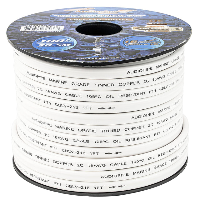 100FT 16AWG Speaker Cable with PVC Jacket (CBLV-216-100TCC) Audiopipe