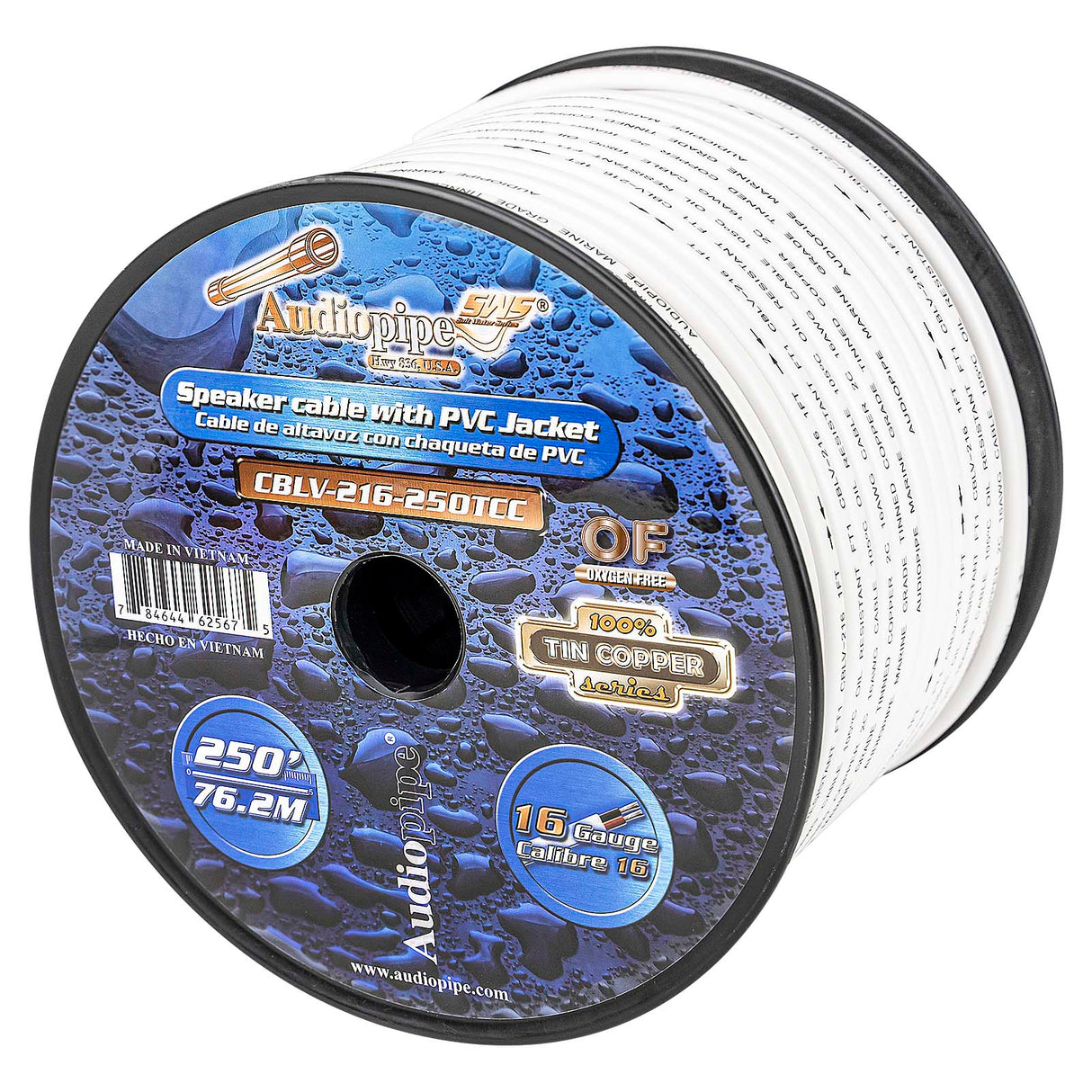 250FT 16AWG Speaker Cable with PVC Jacket (CBLV-216-250TCC) Audiopipe