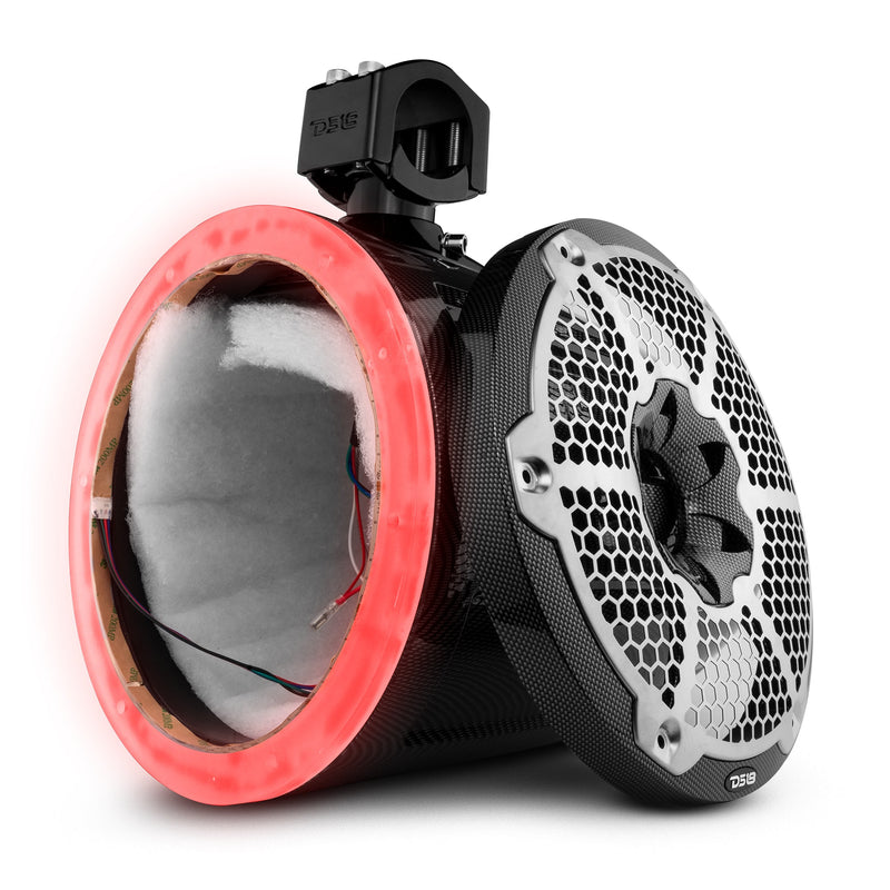 NXL 10" Marine and Powersports Empty Tower LED RGB Lights -Black Carbon Fiber