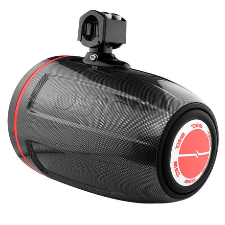 NXL 10" Neodymium Marine and Powersports Towers with Built-in Passive Radiator, 1" Driver and LED RGB Lights 300 Watts Rms -Black Carbon Fiber
