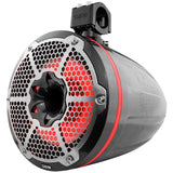 NXL 10" Neodymium Marine and Powersports Towers with Built-in Passive Radiator, 1" Driver and LED RGB Lights 300 Watts Rms -Black Carbon Fiber