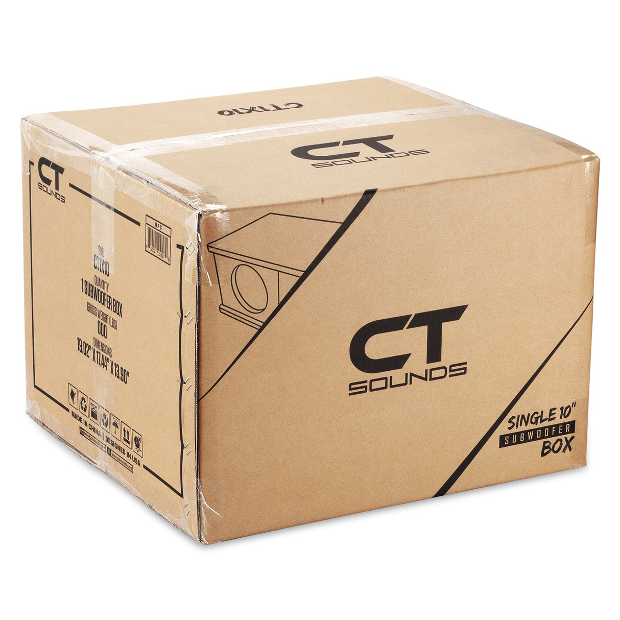 CT1X10 // Single 10” Kerf Ported Universal Car Subwoofer Box CT Sounds