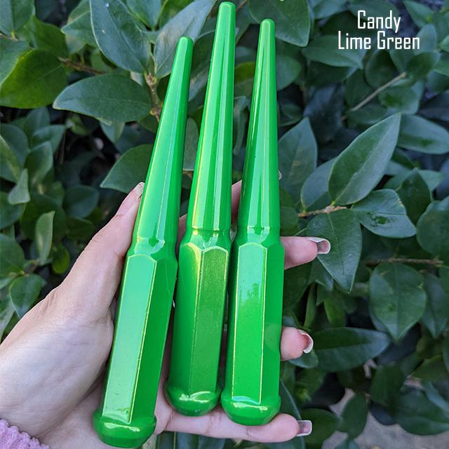 24 Pc 14x1.5 Spike Lug Nuts 6" Tall - Powder Coated - Various Colors