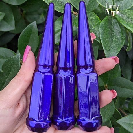 24 Pc 14x1.5 Spike Lug Nuts 4.5" Tall - Powder Coated - Various Colors