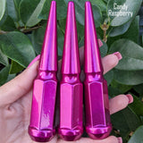 24 Pc 14x1.5 Spike Lug Nuts 4.5" Tall - Powder Coated - Various Colors