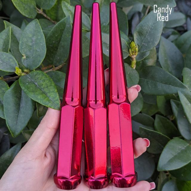 24 Pc 14x1.5 Spike Lug Nuts 6" Tall - Powder Coated - Various Colors